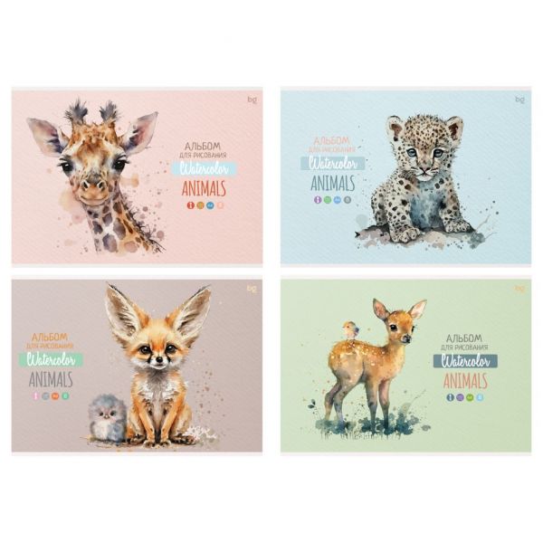 Альбом для рисования 8л BG "Animals" на скрепке АР4ск8 10918 (8/80)