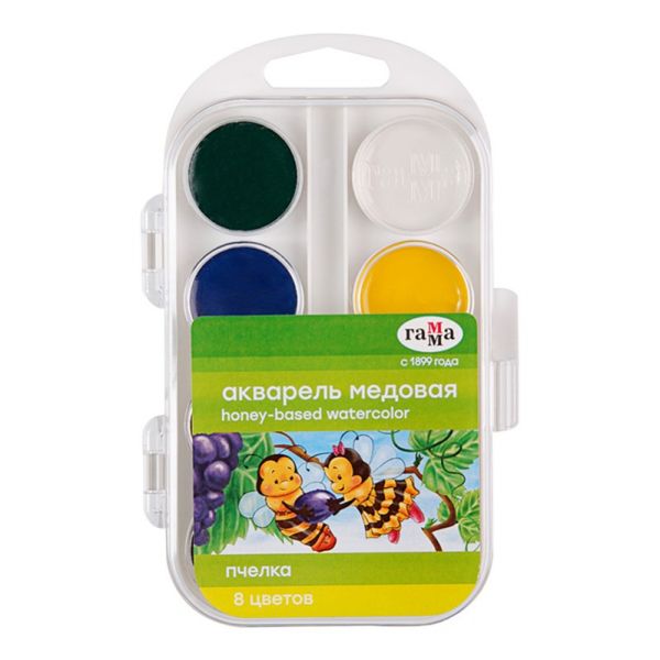 Акварель 8 цв. Гамма "Пчелка" медовая п/у 212068 (16)