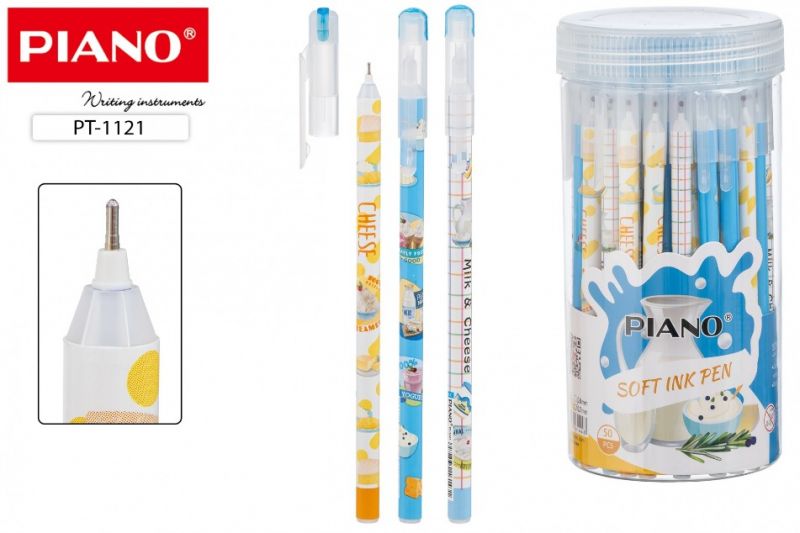 Ручка шариковая PIANO "АРБУЗ" масляная, 0,6мм., синяя, РТ-1117 (50)