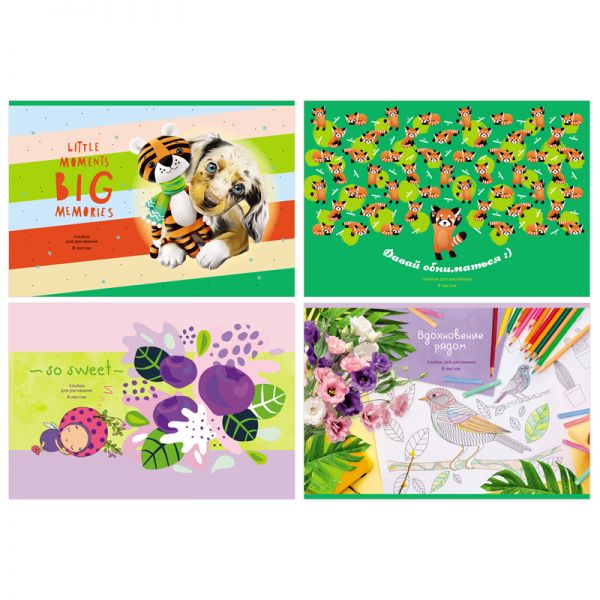 Альбом д/рисов 8л "BG" скоба "Лови момент" ассорти АР4ск8_10943 (8/80)