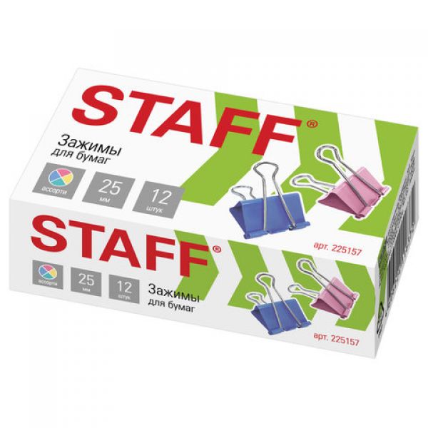 Зажим 25мм цветной "STAFF" 225157 (12)