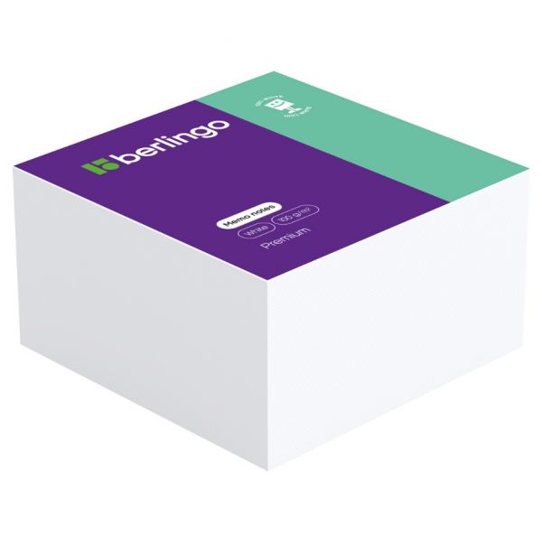 Блок для записей Berlingo "Premium" 9*9*4,5см., белый, 100% белизна ZP8601 (24)