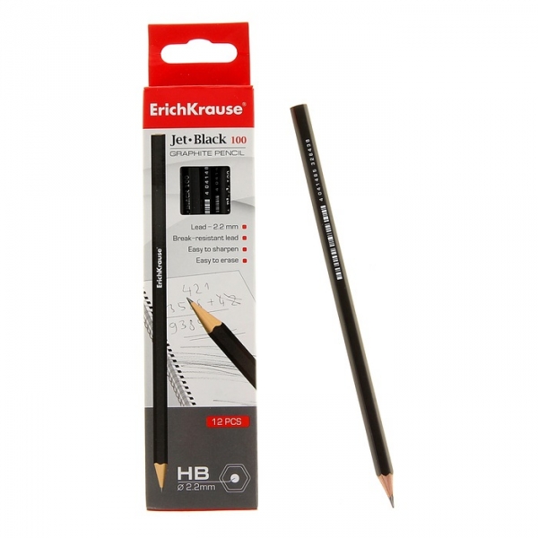 Карандаш ErichKrause "Jet black 100 HB" 32843 (12/144)