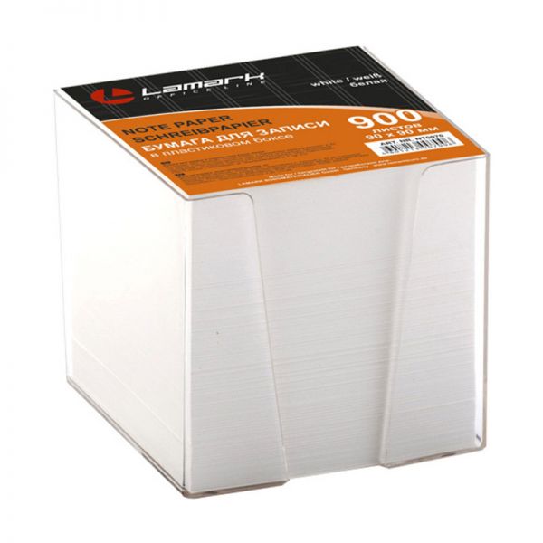 Блок для записей LAMARK 70, 9*9*9см, пластиковый бокс, белая (12)