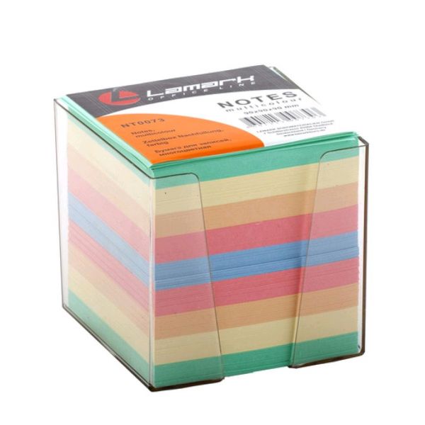 Блок для записей LAMARK 73, 9*9*9см, пластиковый бокс, цветной (12)