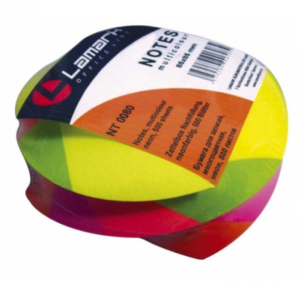Блок для записей LAMARK 80 НЕОН, 8*8*5см., цветная спираль (15)