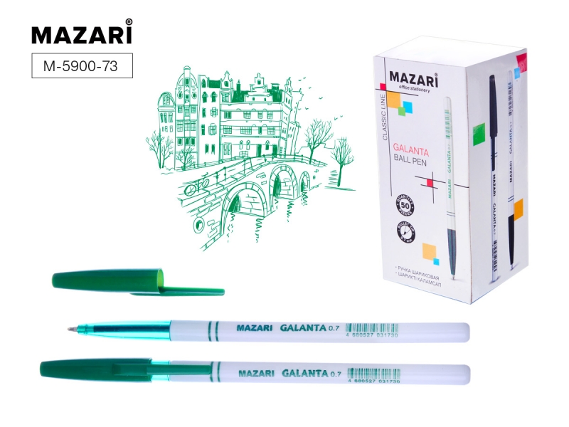 Ручка шариковая MAZARI "Galanta" зеленая 0,7мм М-5900-73 (50)