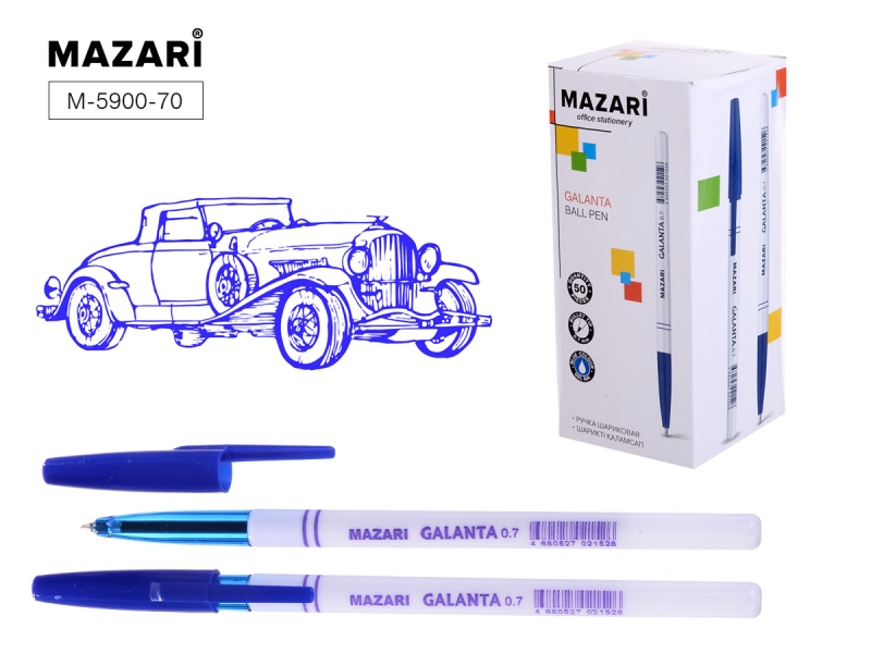 Ручка шариковая MAZARI "Galanta" синяя 0,7мм М-5900-70 (50)