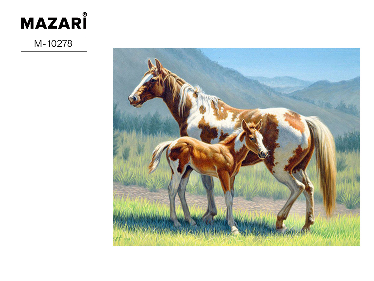 Алмазная мозайка "ЛОШАДЬ И ЖЕРЕБЁНОК" 40*50 М-10278