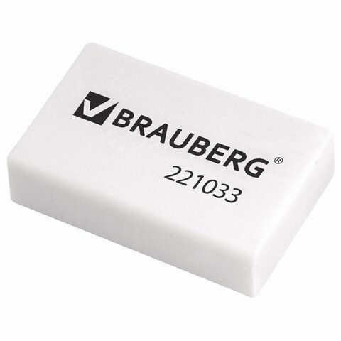 Ластик BRAUBERG "Classic", 26х17х7 мм, белый, прямоугольный, 221033 (80)
