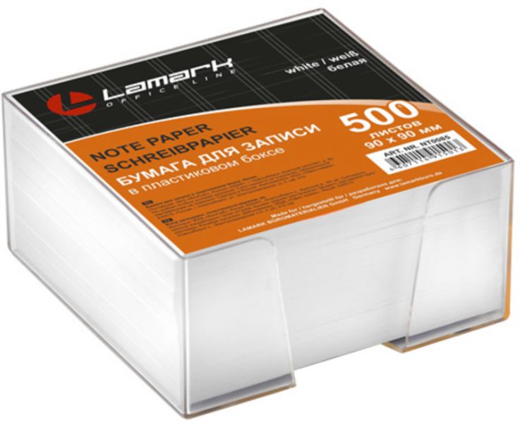 Блок для записей LAMARK 85, 9*9*5см., пластиковый бокс, белая (18)