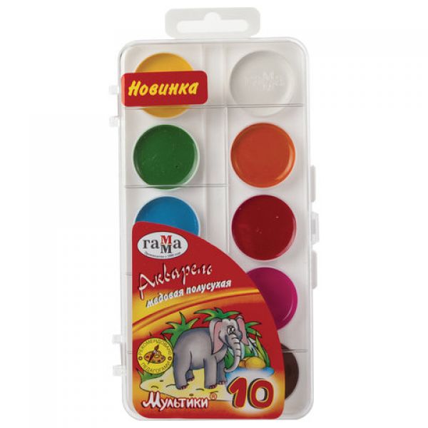 Акварель 10 цв. Медовая п/уп б/к ГАММА 211046_10 (18)