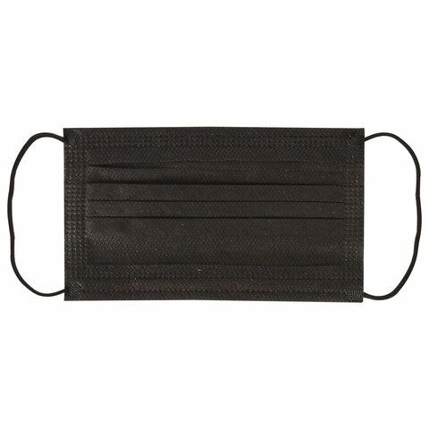 Маска гигиеническая (50шт) 3-х слойные, черные ш/к73696