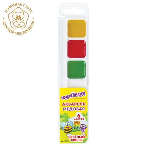 Акварель 6 цв. Медовая п/к б/к "Веселый шмель" Юнландия 191528 (35)
