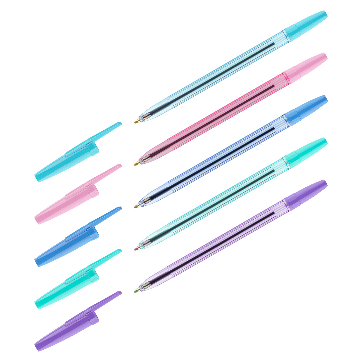 Ручка шариковая СТАММ "Оптима" синяя 1мм., пастель микс, РШ-30386 (50)