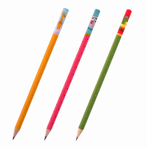 Карандаш чернографитный ЮНЛАНДИЯ "ЗВЕРУШКИ" HB, корпус ассорти, 181779 (45)