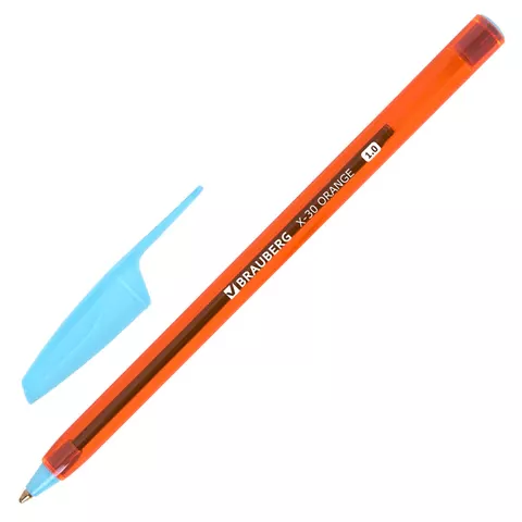 Ручка шариковая BRAUBERG "X-30" ORANGE, 1мм., синяя, 144333 (50)