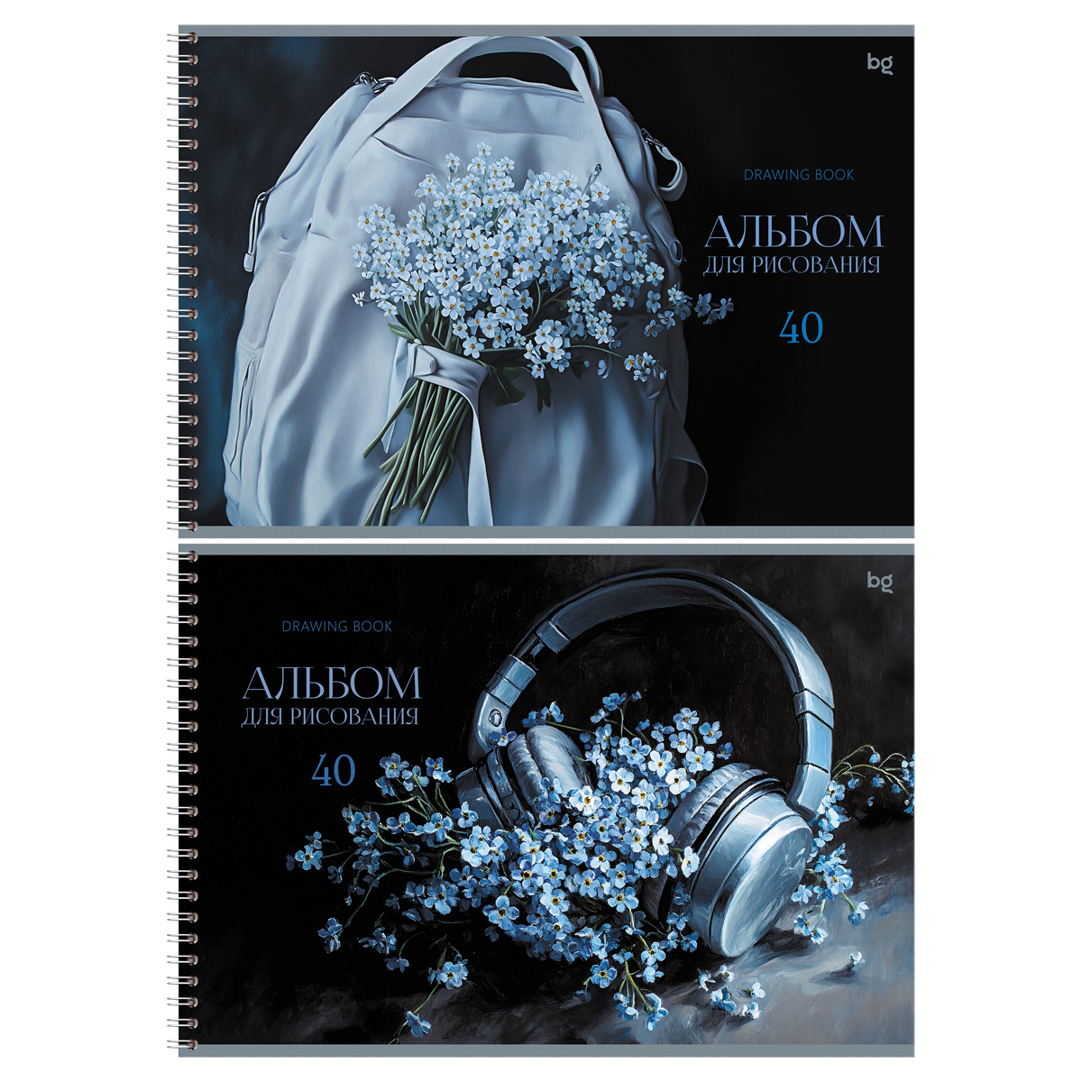 Альбом для рисования 40л А4 BG "Нежный букет" на гребне, АР4гр40 08645 (4/24)