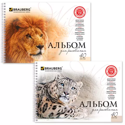 Альбом для рисования 40л А4 BRAUBERG -Благородные кошки- на гребне, 102831 (20)