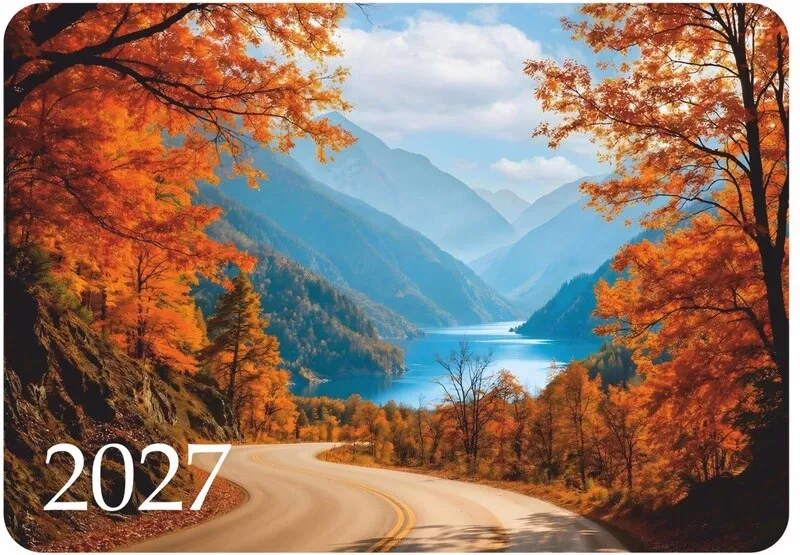 Календарь карманный 2027г Осенняя дорога LAMARK03088 (100)