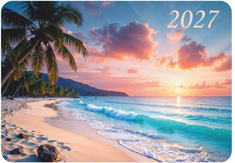 Календарь карманный 2027г Тропический закат LAMARK03095 (100)