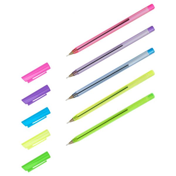 Ручка шариковая СТАММ "800" неоновый микс, синяя 0,7мм РШ-30364 (50)