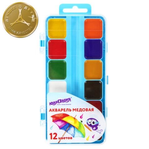 Акварель 12 цв. ЮНЛАНДИЯ п/к б/к ЮНЛАНДИК 192287 (12)