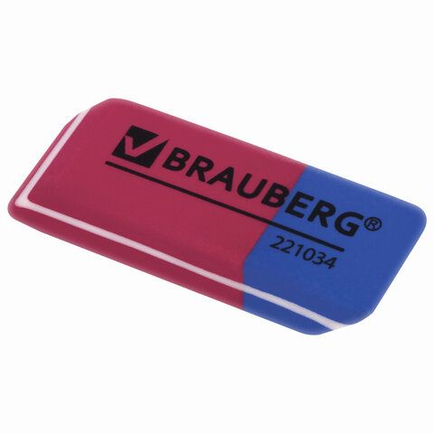 Ластик "BRAUBERG" "Assistant 80", 41х14х8 мм, красно-синий 221034 (80)