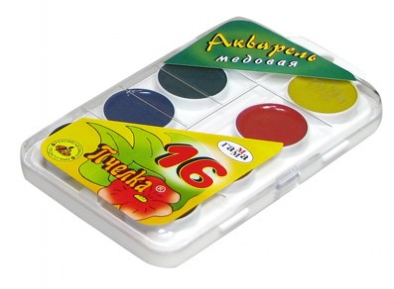 Акварель 16 цв. "Пчелка" пл/уп б/к Гамма 212042 (6)