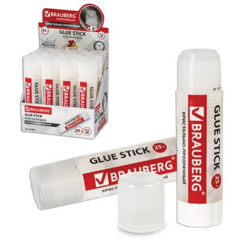 Клей-карандаш "BRAUBERG" Crystal 25гр 227968 (12)
