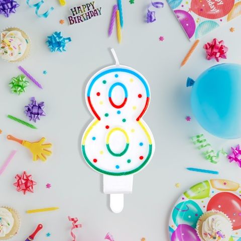 Свеча для торта с держателем MESHU "Цифра 8", 8,5см, MS_32391