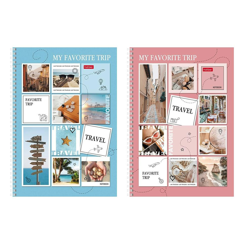 Тетрадь 96л А4 "TRAVEL" на гребне, клетка, 2 диз. Hatber 96Т4лВ1гр (2/24)