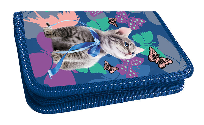 Пенал 1 отделение "Бабочки и котенок" 40П25_1213