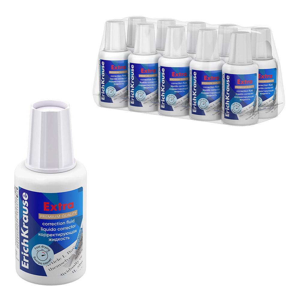 Корректирующая жидкость ErichKrause Extra с кисточкой 20г., 5 (10)