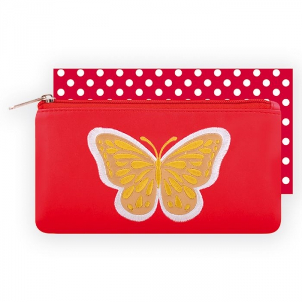 Пенал "Бабочка на красном" кожзам арт.40495 (25)
