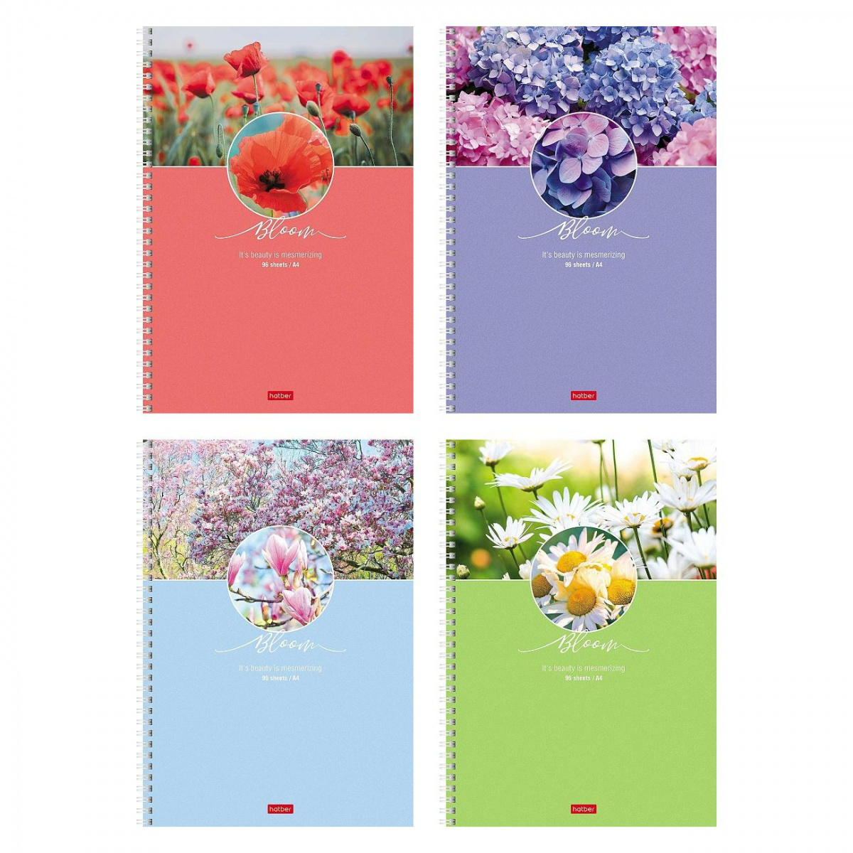 Тетрадь 96л А4 "Красота цветения" на гребне, 4 диз. Hatber 96Т4В1гр (4/24)