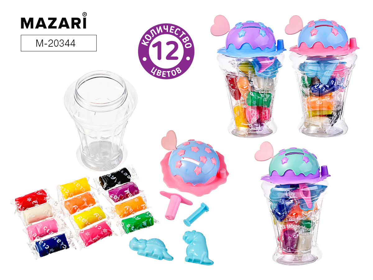 Тесто для лепки КОПИЛКА 12цв., М-20344