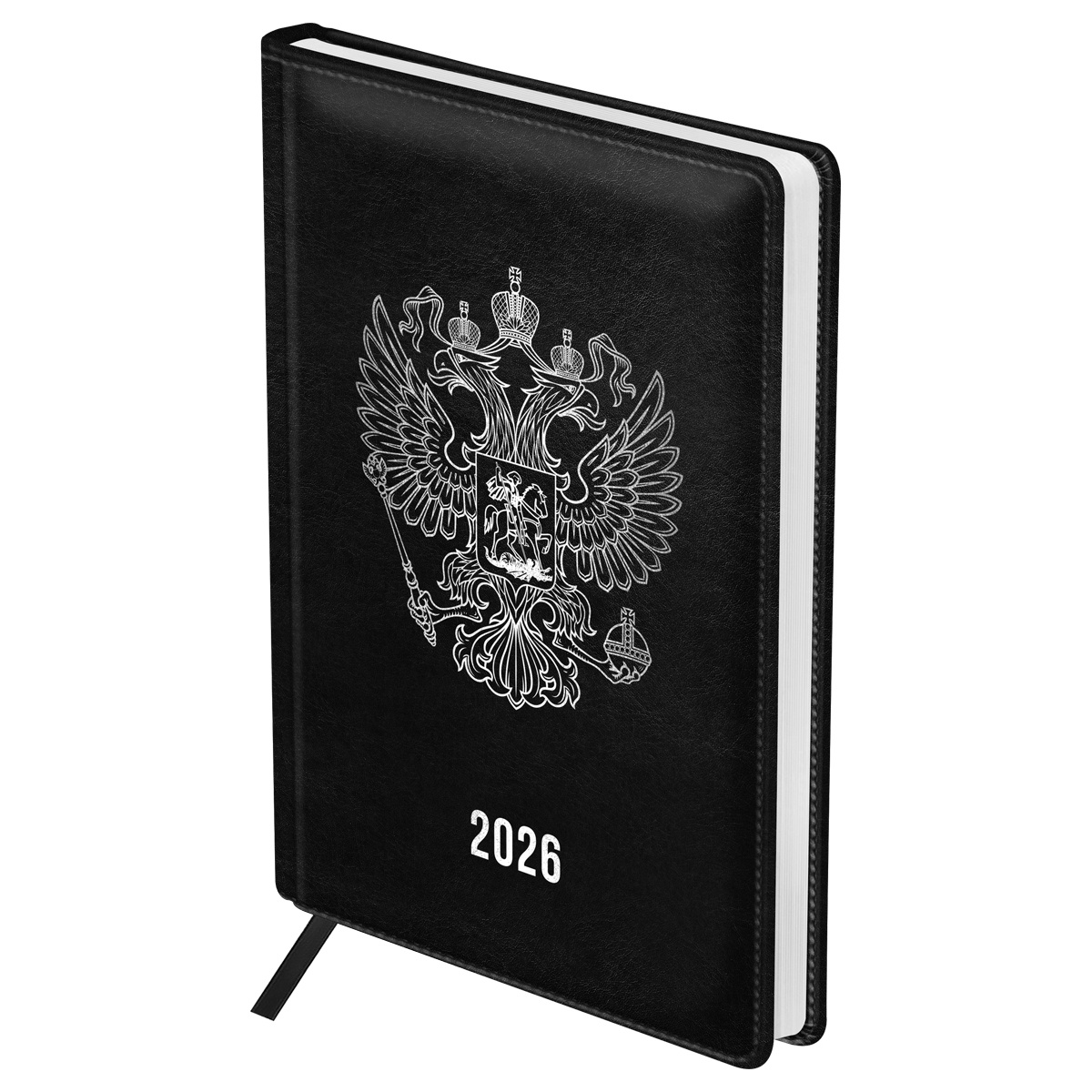 Ежедневник 2026г. А5 176л BG "Орел" кожзам., черный, DdА5_09309