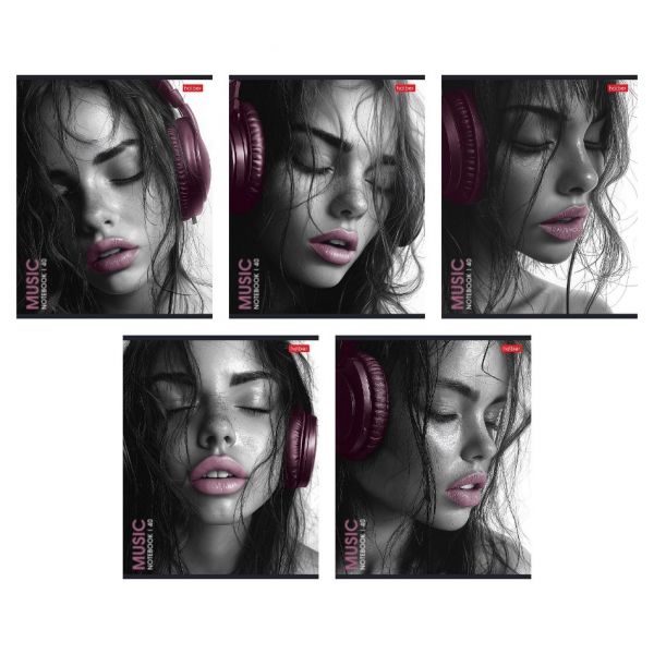 Тетрадь 40л А5 -Наедине с музыкой- Пластик.обложка, клетка, скоба, 5диз. Hatber 40Т5В1пл (5/70)