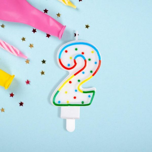 Свеча для торта с держателем MESHU "Цифра 2", 8,5см, MS_32379