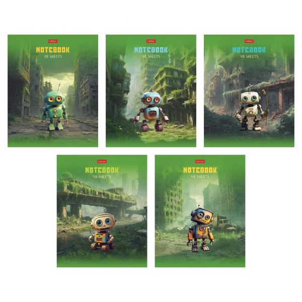 Тетрадь 48л А5 "Мини дроиды" клетка, на скобе, 5диз. 48Т5В1 (5/60)