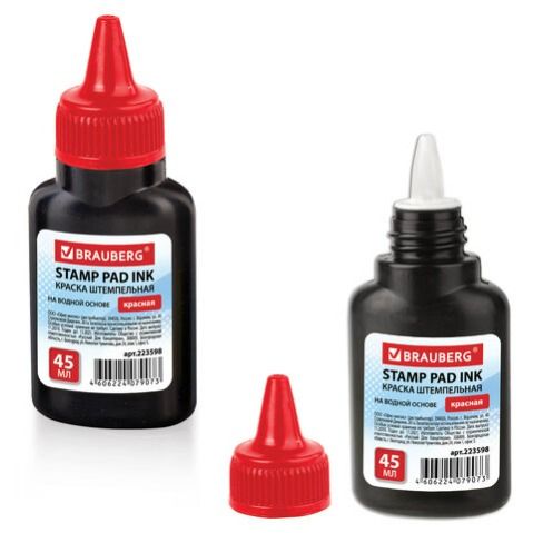 Штемпельная краска 45мл "Brauberg" красная 223598 (12/72)
