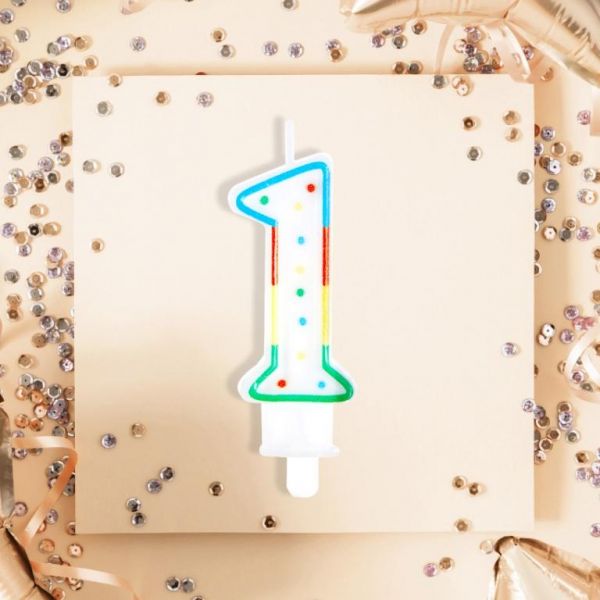 Свеча для торта с держателем MESHU "Цифра 1", 8,5см, MS_32377