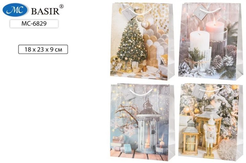 Пакет подарочный "НОВОГОДНИЙ ДЕКОР" 18*23*9см МС-6829